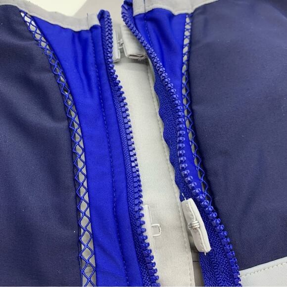 Fabletics Zoe High Impact Zip Front Cross Back Strap Sports Bra Blue/Grey - Picture 7 of 12